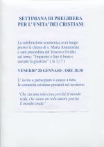 20 gennaio, veglia di preghiera per l’unità dei cristiani