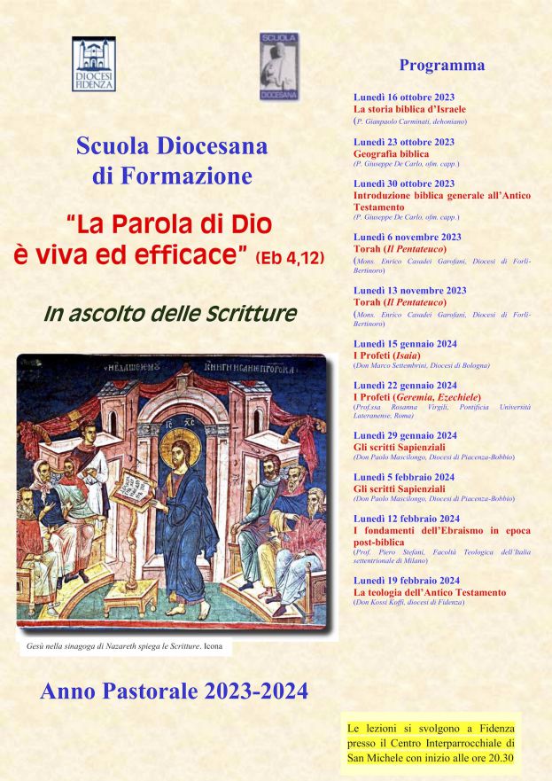 Lunedì 16 ottobre inizia la Scuola Diocesana di Formazione