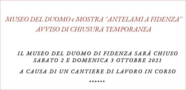 Avviso di chiusura temporanea del Museo del Duomo di Fidenza