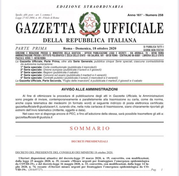 Decreto del Consiglio dei Ministri del 18 ottobre