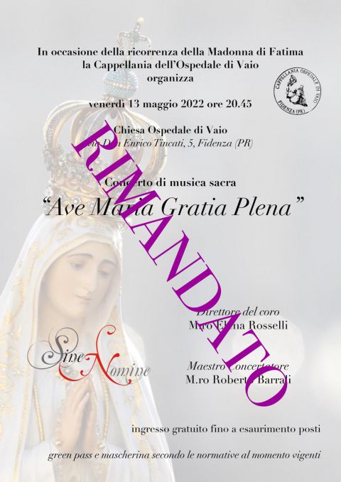 RIMANDATO a data da destinarsi il concerto previsto a Vaio il 13 maggio
