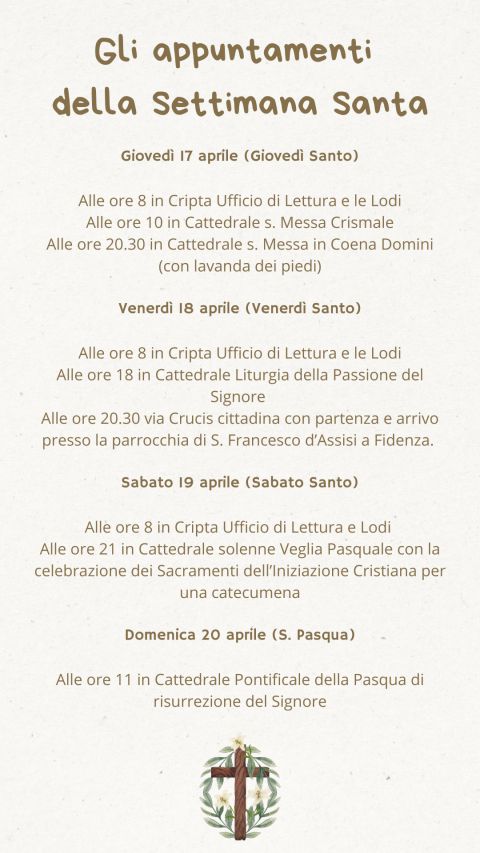 Gli appuntamenti della Settimana Santa