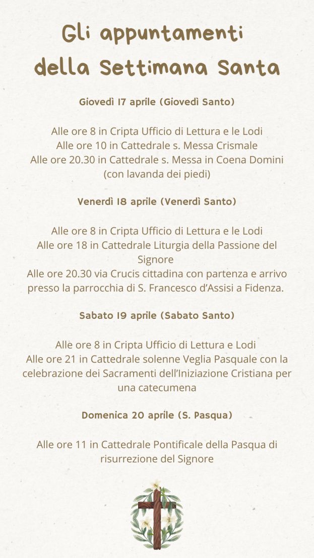Gli appuntamenti della Settimana Santa